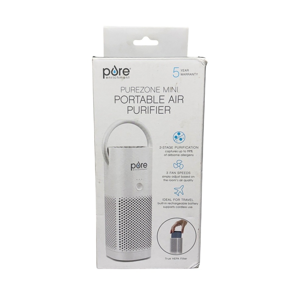Pure Enrichment PureZone Mini Portable Air Purifier White HEPA PEPERSAP-RT